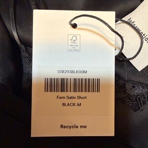 Reformation Fern Satin Short Black - Size M
